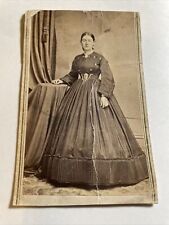 CDV Civil War S.F. tax stamp BAYLEY & CRAMER 1864 LADY LARGE HOOP DRESS JEWELS picture