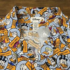 Disney Parks Donald Duck Family Button Up Camp Shirt Men's XXL NWT Yellow A37 picture