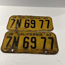 Original Pair 1947 California CA Metal License Plates Plate picture