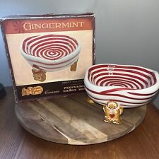 VTG Cracker Barrel Christmas Gingermint Peppermint Candy Bowl Gingerbread picture