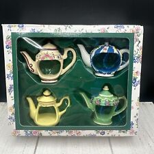 VTG J.P. Adams Original Tea Pot Napkin Rings/Holders Set of 4 TIME FOR TEA NIB picture
