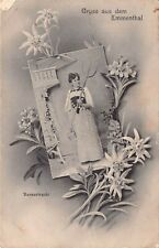 Antique Postcard Switzerland Early 1900's RPPC  Woman in traditional costume picture