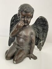 Vintage Bronze Cherub Angel Boy Sculpture Figure 6lb Religious Décor 8in” Tall picture