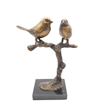 Pair of Brass Birds on a Branch Sculpture Figurine on Marble Base  9