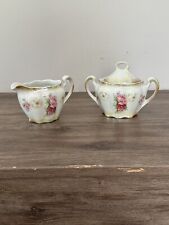 Vintage Set of 2 Ceramic Floral Creamer and Sugar bowl Made in Germany 3.5”T picture