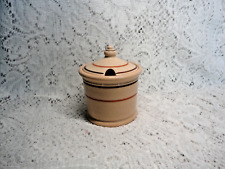 WALLACE DESERT WARE MUSTARD*JAM*CONDIMENT JAR~TAN WITH BROWN & RUST STRIPE picture