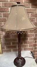 VTG Table Lamp Dragonfly Fabric Shade W/ Beaded Trim Beautiful EUC 32” picture