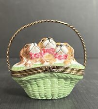 Vintage Limoges Peint Main Cavalier King Charles Spaniels Porcelain Trinket Box picture