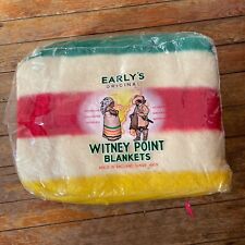 NOS Early’s Witney Point Wool Blanket White w/Stripes picture