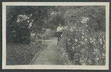 c.1910s-20s Artistic RPPC Real Photo Postcard WOMAN IN HER FANCY FLOWER GARDEN picture