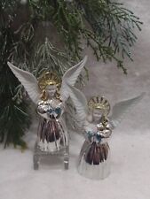 2 ~ Vintage 1940's Christmas Silver Flash Finish Bradford Angel Ornaments  picture