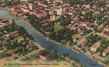 Postcard FL Fort Lauderdale Aerial View Florida 1947 Linen Vintage PC G4319 picture