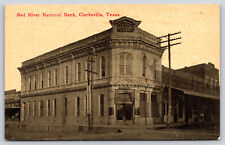 Clarksville TX-Texas, Red River National Bank, Antique, Vintage Postcard picture