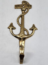 True Vintage OLD Brass Nautical Wall Hook Anchor picture