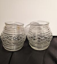 Vintage Pair Art Deco  Clear Glass Jar Globe Over Head Light  Cover Ribbed 4Inch picture
