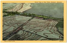 STUTTGART, AR Aerial View of Rice Fields, Oening Studio, Arkansas Postcard 1948 picture