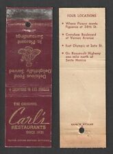 THE ORIGINAL CARL'S RESTAURANTS LOS ANGELES CALIFORNIA {2-SIDED} MATCHBOOK COVER picture