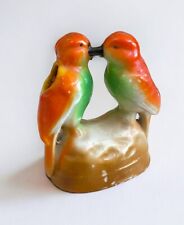 Vtg love Bird Planter Ceramic Orange potpourri holder figurine pair MCM Decor picture