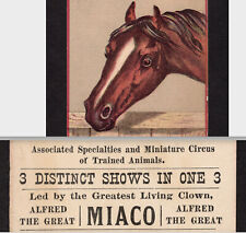 Alfred the Greatest Living CLOWN Circus 1880's Miaco Tony Denier Mini Trade Card picture