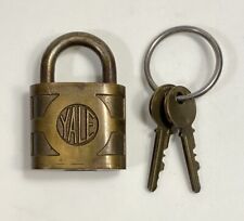 Vintage Solid Brass Yale Padlock w/ 2 Working Keys ~ 2  3/4” Tall picture