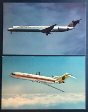 Postcards x2 Continental Airlines 727 Trijet McDonnell Douglas MD-82 Planes picture