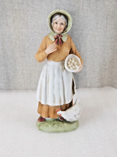 HOMCO Home Interiors Old Woman With Chicken & Eggs Vintage Figurine #1426 picture