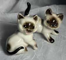 Set Of 2 Vintage Porcelain Siamese Kitten Figurines Made In China picture