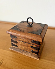 Handmade Vintage Rustic Wooden Box w/ Metal Hinges picture