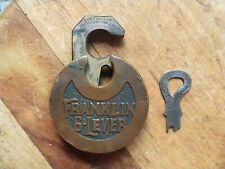 Vintage Franklin  6 Lever Push Key Pancake Padlock with Original Key picture