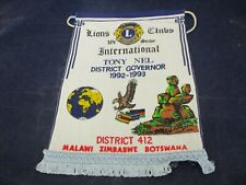 Vintage Lions Club Banner Flag 1993 Tony Nel Malawi Zimbabwe Botswana Dist. 412 picture