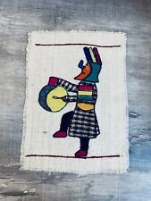 VINTAGE BOLIVIAN WOOL APPLIQUE BOHO WOVEN Peruvian TAPESTRY Table Mat 13” X 10” picture
