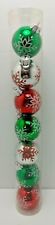 Tube of (7) Vintage Plastic Christmas Ball Ornaments - 1.75