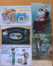 Lot of 5 Vintage Postcards   COUPLES    HUMOR/COMIC   c.1900's-1910's picture