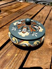 Vintage Wooden Hand Painted Round Box picture