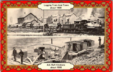 Postcard Williamsport Pennsylvania, Logging Train Town Ark Raft Kitchens P429 picture