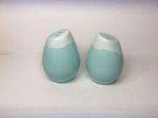 TURQUOISE DRIP PATTERN SALT & PEPPER SHAKERS VINTAGE picture