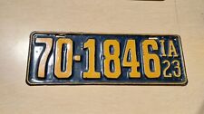 Vintage Iowa License Plate from 1923, no. 70-1846. picture