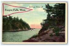 1915 A Fine View Of Fergus Falls Minnesota MN Posted River Trees Boat Postcard picture