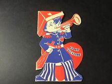 1940’s Patriotic Boy w/Bugle Valentine Day Greeting Card Die-cut Standing Card picture