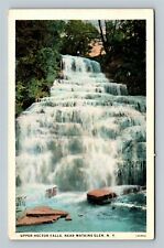 Watkins Glen NY, Scenic Upper Hector Falls, Cliffs, New York Vintage Postcard picture