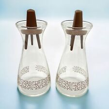Vintage Pyrex Woodland Salt & Pepper Shakers Clear Glass Brown Mid-Century w/Lid picture