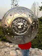 Medieval Lion Face Round Shield | Battleworn Warrior Metal Shield Halloween Gift picture