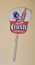 Vintage 1930's Orange Crush Soda Pop W/Crushy 2 Sided Hand Fan Sign picture