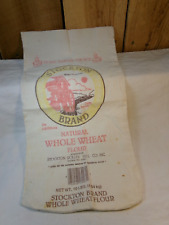 Vintage Stockton Brand Natural Whole Wheat Flour Bag Sack picture
