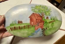 Beautiful Handpainted Vintage Signed Footed Trinket/Jewelry Dish picture