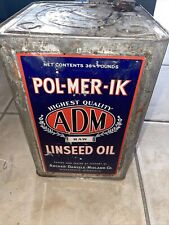 Vintage ADM 5 GALLON  ARCHER LINSEED OIL FOR ARCHER DANIELS MIDLAND picture