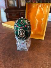 ALEXANDER PALACE FABERGE EGG REPLICA, 15CM, GREEN, BOX picture