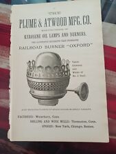 ☆1898 Orginal Print Ad PLUME & ATWOOD kerosene Oil Lamps Oxford Railroad Burner picture