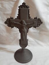 Large Vintage Cast Iron Church Altar Crucifix With Base 13