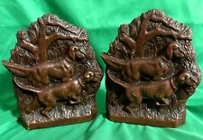 Vintage Set of 2 Hunting Dogs Bookends By Syroco Wood Made In USA picture